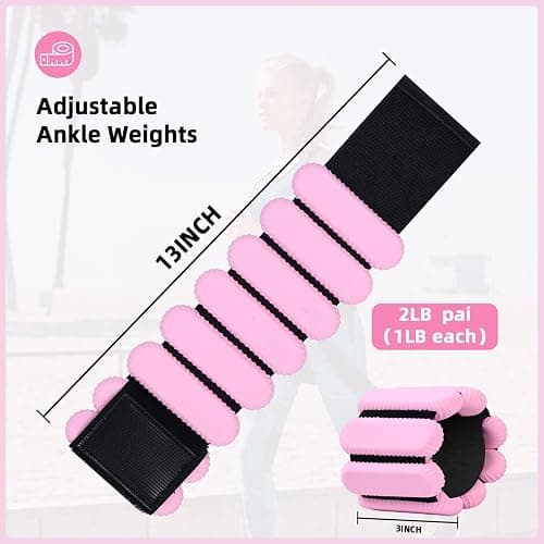 Ankle Weights for Women and Men, Adjustable Wrist Weighted Training Bracelet for Home Gym Workout, Strength Training Walkin Running, Foot weights for exercise,2pc on Set thumbnail 4