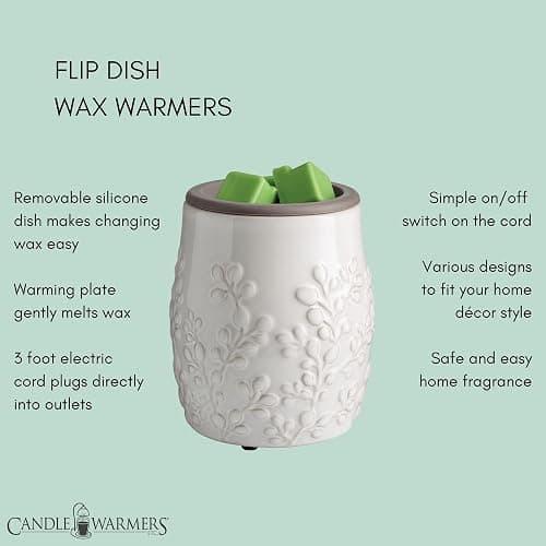 CANDLE WARMERS ETC. Wax Melt Fragrance Warmer for Scented Wax Melts, Cubes, Tarts with Silicone Dish Top|White Willow Farmhouse thumbnail 6