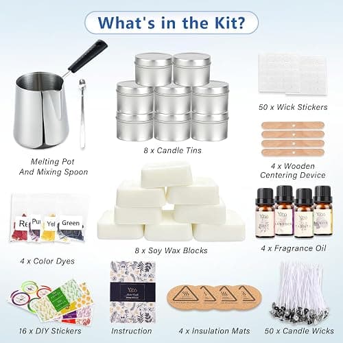 Complete Candle Making Kits for Adults Beginners, DIY Candle Making Supplies Include Soy Wax,Wax Melter,Scents,Dyes,Wicks,Wicks Sticker,Candle Tins & More-Full Candle Maker Set - Arts & Crafts Kits thumbnail 6