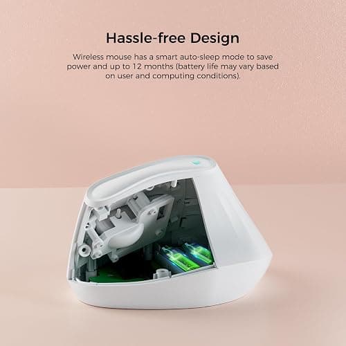 KYSONA 57° Ergonomic Wireless Tower Mouse, Vertical Quiet Ergo Mouse, Bluetooth(BT5.0,BT3.0)&2.4G, (800/1200/2400/2400/4000), 5 Buttons for Windows, macOS, iPadOS, Laptop, PC,White thumbnail 6