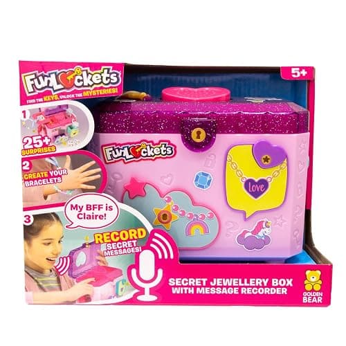 Funlockets Secret Jewellery Box with Voice Recorder - Kids Accessories & Activity Set with Lock & Keys - Unlock 25+ Surprises from Charm Bracelets to Cool Stickers & Record Messages - Children Ages 5+ thumbnail 3