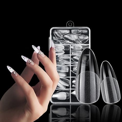 Jaimela 240 Pcs Acrylic Nail Tips, French Acrylic Style Fake Clear Nails Tips, Nail Extension Tips, Artificial Fake Nails With Box, for Nail Salons and DIY Nail Art, 12 Sizes - Image 1