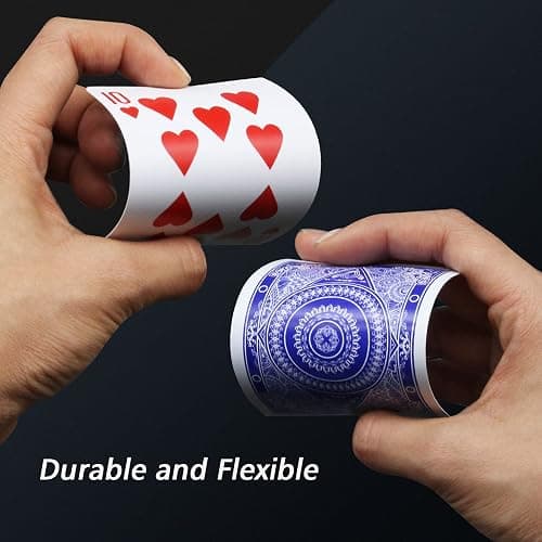 INTEGEAR Playing Cards 2 Decks Waterproof Plastic Poker Cards for Texas Holdem Poker Go Fish and More Card Games Standard Index 2.5" x 3.5" - Blue/Red 2 Pack (Standard Index) thumbnail 4