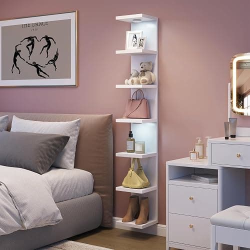 Fixwal Wall Decor 7 Tier Wall Shelf Unit Floating Shelves with LED Lights Lack Shelf for Home Organizer Display White thumbnail 4
