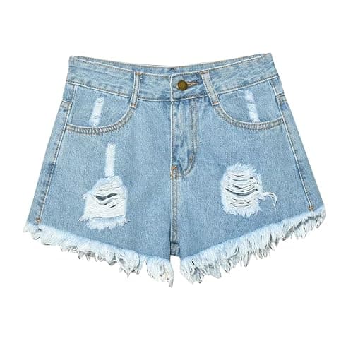 Summer Jeans Shorts for Women, Teen Girls Y2K Preppy Clothes Plus Size Raw Hem Ripped Denim Shorts Going Out Shorts - Image 1