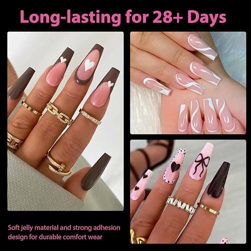 UNA GELLA Long Coffin Nail Tips, 504pcs Pre-Shape Fake Nails Half Matte Full Cover Acrylic Gel Nail Tips Clear Long Coffin Press On Nails Home DIY Extension 12 Sizes Gelly Tips thumbnail 2