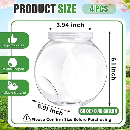 Willinglong 4 Pcs 60 oz Plastic Candy Jar with Lid for Candy Buffet Large Storage Jar Clear Food Storage Canisters Kitchen Countertop Container for Cookies Snacks Indoor Outdoor thumbnail 3