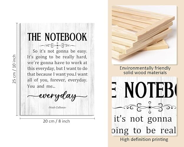 The Notebook Framed Wall Art, Romantic Quote Sign, Inspirational Book Page, Farmhouse Signs for Her or Him, 8 x 10 Inches Ready to Hang thumbnail 2