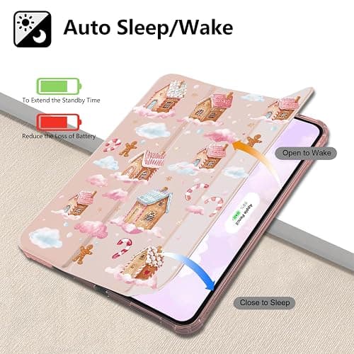 CozyNestCY Cute Christmas Gingerbread Case for 10.9 "Ipad 10Th Cartoon Pink Clouds Cover for Ipad Auto Sleep/Wake Anti-Slip Shockproof Soft Silicone Case Fashion Xmas Shell &Pencil Holder(Girl Women) thumbnail 2
