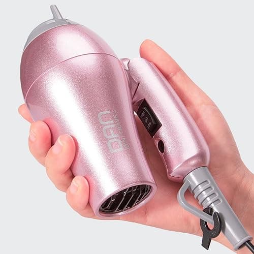DAN Technology Travel Hair Dryer,Dual Voltage HairDryer,Mini Blow Dryer with Concentrator,Small Hair Dryer with Diffuser,European hairdryer with European Plug,Pink Blow Dryer for Women thumbnail 2