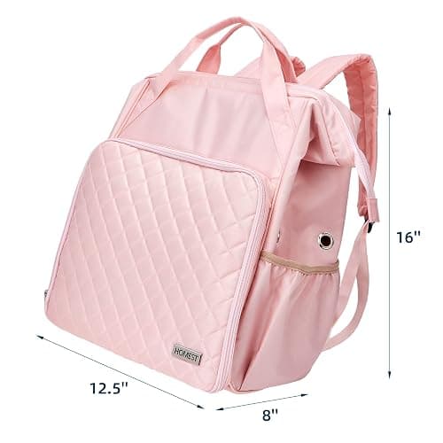 HOMEST Knitting Bag Backpack, Crochet Storage Organizer, Large Yarn Holder with Custom Front Pocket for Crochet Accessories and Supplies, Pink thumbnail 6