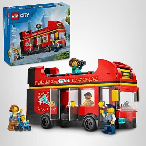 LEGO City Red Double-Decker Sightseeing Bus Toy Vehicle Set, Birthday Gift for 7 Year Olds, for Kids, Double-Decker London Bus Toy, 5 Characters Including a Baby and Stroller, 60407 thumbnail 7