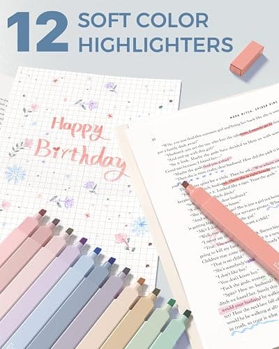 Four Candies 56 PCS Aesthetic School Supplies with Cute Pencil Case, 6 Multicolor Pen, 12 Pastel Highlighters, 5 Gel Pens Black Ink, 9 Mechanical Pencils for Student Stationary Set Preppy Stuff (Blue) thumbnail 6