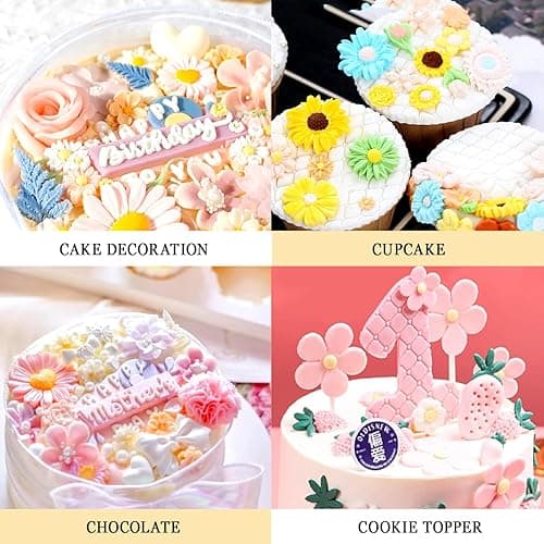 KALAIEN 3Pcs Flower Fondant Cake Mold Daisy,Rose Flower,Small Floral for Chocolate Fondant Polymer Clay Soap thumbnail 8