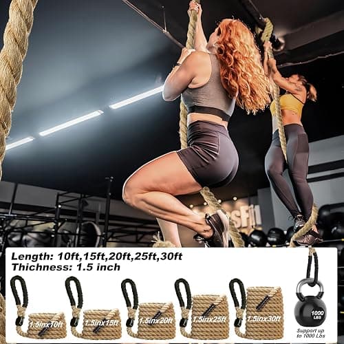 Keepark Climbing Rope 1.5 Inch Diameter 10FT 15FT 20FT 25FT 30FT 35FT Gym Climbing Rope for Fitness & Strength Training, Workout Exercises Climbing Rope for Adults Kids Outdoor or Home Indoor thumbnail 6