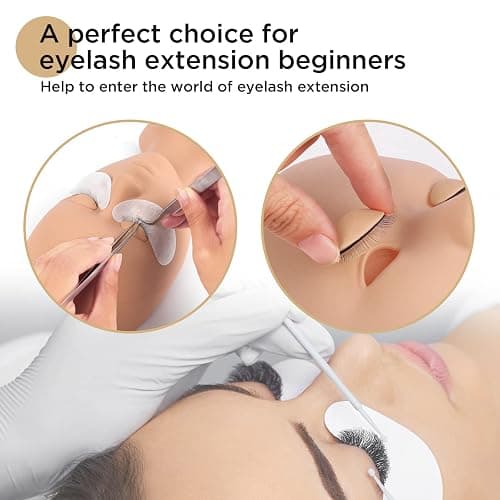 LASHVIEW Lash Mannequin Head , with 4 Pairs Replaced Eyelids Practice, Makeup Soft-Touch Rubber, Natural Skin Color thumbnail 2