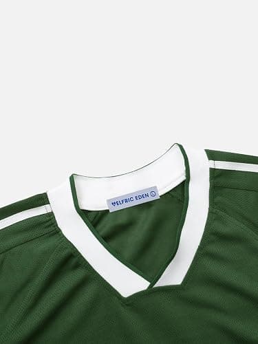 Aelfric Eden Jersey Shirts Women Oversized Mesh V Neck Graphic Tees Y2k Color Block Short Sleeve T Shirt Tops - Medium - Green thumbnail 6