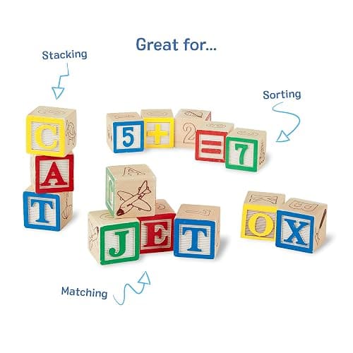 Melissa & Doug Deluxe Wooden ABC/123, 50-Piece Set of Classic Letter & Number Wooden Blocks (1” x 1”) with Storage Pouch, Sorting & Stacking Toys for Kids Ages 2+ thumbnail 9