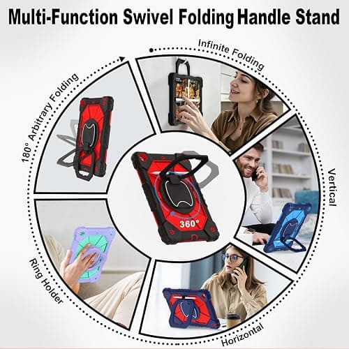 WESOROL Case for iPad 9th/8th/7th Generation 10.2 Inch (2021/2020/2019),Full-Body Drop Protection 9th Generation iPad Case with Rotating Stand Screen Protector Pencil Holder Holde,Black Red thumbnail 6