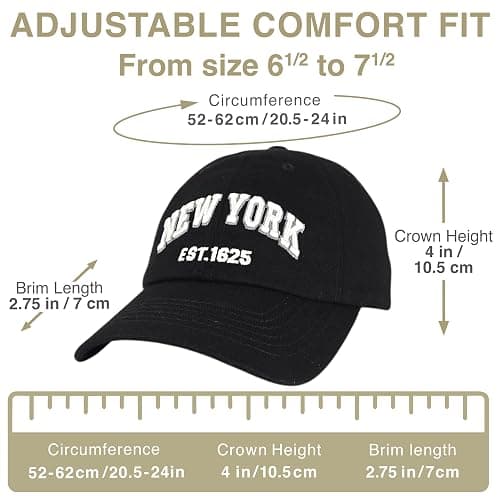 Elidan NY Dad Hat New York EST.1625 Cotton Cap, Adjust Buckle Strap, Unstructured Low-Profile NY Baseball Cap for Men & Women thumbnail 5