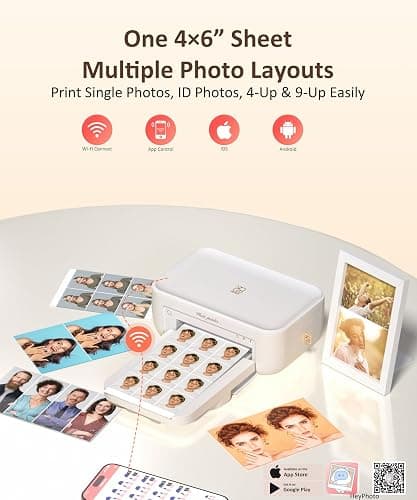 HPRT CP4100 4x6 Photo Printer with 108 Sheets & 2 Ribbons, Full-Color Thermal Dye Sublimation Wi-Fi Printing, Portable Instant Picture Printer for iPhone/Android, AR Video, Fun App, Home Use, White thumbnail 6