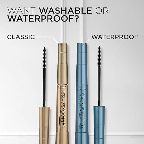 L'Oreal Paris Makeup Original Telescopic Lengthening Mascara, Waterproof Black - Waterproof Black - 0.24 Fl Oz (Pack of 1) thumbnail 7