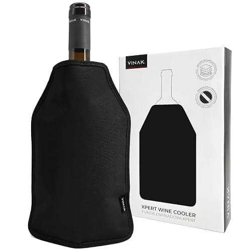 VINAK - Manchon refroidisseur XPERT | Rafraîchisseur pour bouteilles de vin | Gel de qualité non-frost | Fabriqué avec 5 couches isolantes | Bande élastique anti-chute inférieure (Noir) - Image 1