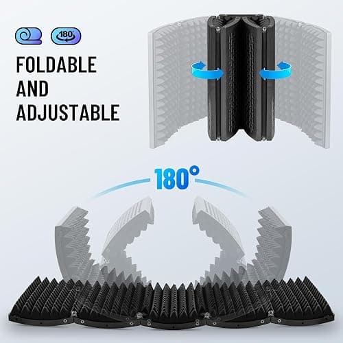 CAHAYA Microphone Isolation Shield Studio Mic Sound Absorbing Foam Professional Desktop or Mounted on Stand Recording Equipment Foldable 5-Panel Mic Isolator Panel for Condenser Microphone thumbnail 3