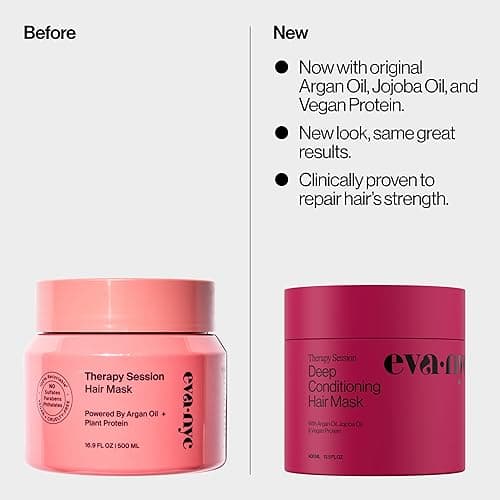 Eva NYC Therapy Session Deep Conditioning Hair Mask with Vegan Protein, Jojoba Oil + Argan Oil - Hydrate, Soften + Repair Hair Strength - Sulfate Free - Warm Vanilla Scent - 13.5 fl oz thumbnail 3