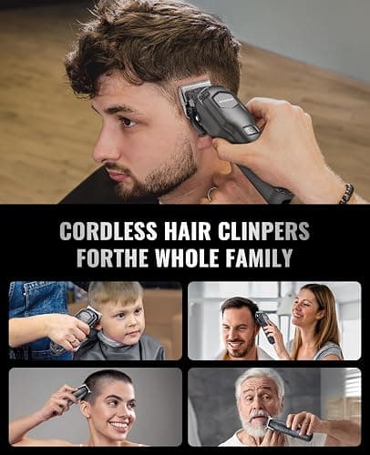 Jack&Rose Clippers and Trimmers Set, Cordless Hair Clippers, Beard trimmer for Men Hair Cutting Kit, Rechargeable Electric Hair Clippers, IPX7 Waterproof Hair Trimmer with Travel Bag (Black) thumbnail 2