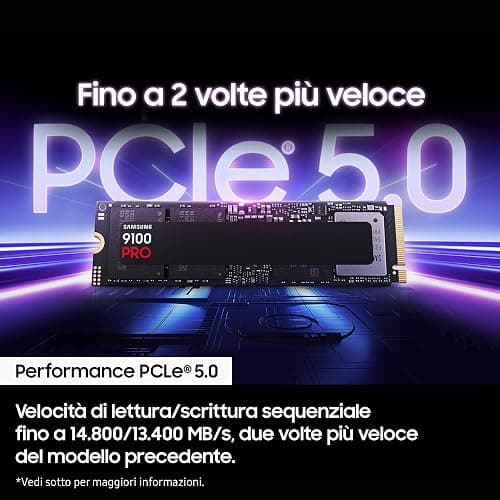 Samsung Memorie MZ-VAP4T0BW 9100 PRO SSD Interno da 4TB, PCIe 5.0 x4, NVMe 2.0, SSD Progettato per Professionisti e Gamer, Compatibile con PC e Playstation 5 thumbnail 2