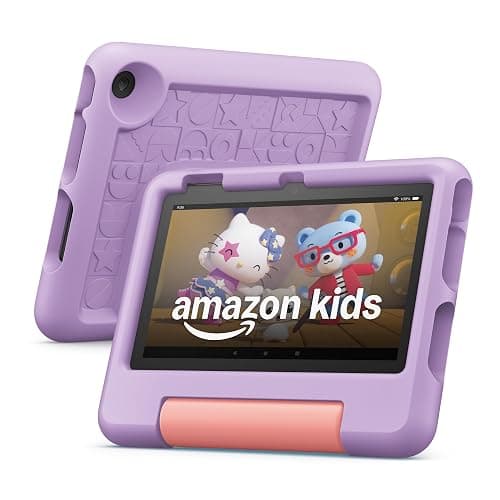 Amazon Fire 7 Kids tablet (newest model) ages 3-7. Top-selling 7" kids tablet on Amazon. Includes ad-free and exclusive content, easy parental controls, 10-hr battery, 16 GB, Purple - Image 1