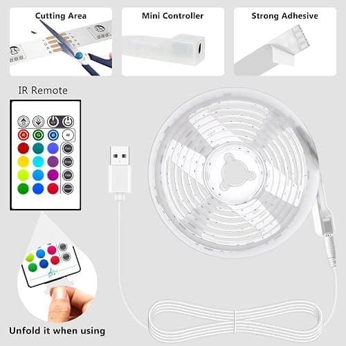 PANGTON VILLA Led Strip Lights 8.2ft for 40-60in TV, USB LED TV Backlight Kit with Remote - 16 Color 5050 LEDs Bias Lighting for HDTV thumbnail 2