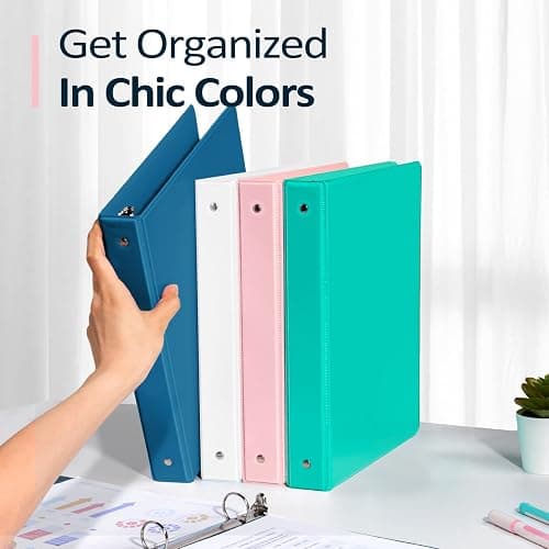 BinderX Extra Durable 3 Ring Binder, Round Rings 1 Inch Binder, Fits 175 Sheets of 8.5x11 Paper, Customizable View Cover with Inside Pockets, Cute 1" Binders, 1 Inch Binders 3 Ring, Pink thumbnail 7