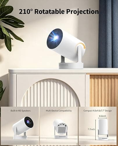 【Electric Focus】Mini Projector, Support 4K 1080P, 210 ANSI Portable Projector with WiFi and Bluetooth, Auto Keystone Correction Video Projector, Compatible with Smartphone,TV Stick,Laptop thumbnail 7