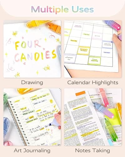 Four Candies 8 Pcs Highlighters Assorted Colors, Cute Pastel Highlighter Set, Quick-Dry, Soft Chisel Tip, No Bleed Highlighter, Aesthetic Highlighters for Christmas thumbnail 5