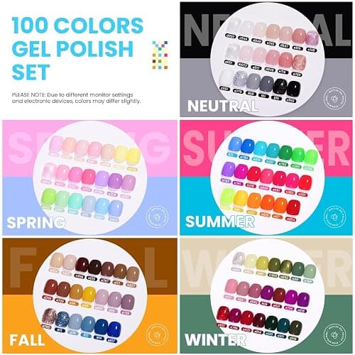 Beetles 110 PCS Gel Nail Polish Set, Fall Gel Polish Kit 100 Colors | Red Brown Green Black Gel Polish with Base & Top Coats, Nail Tools, Soak Off UV Led Needed Manicure Lovers DIY at Home thumbnail 2