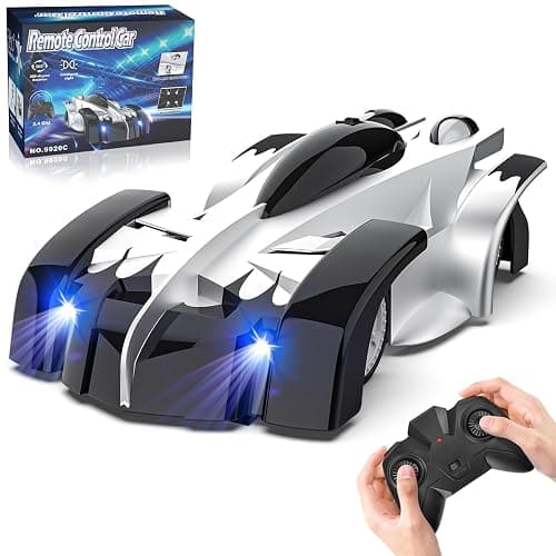 EpochAir Wall Climbing Remote Control Car, 360° Rotating Wall Climbing Car Toy with LED Light, Rechargeable RC Stunt Cars, Kids Toys Gift for 3 4 5 6 7 8 9 Year Old Boys(Silver) - Image 1
