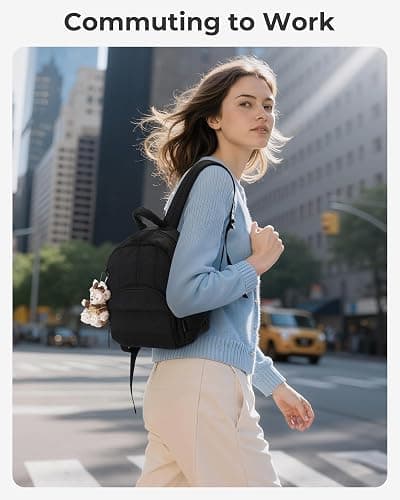 BAGSMART Mini Backpack for Women, Lightweight Puffer Small Backpack Purse, Quilted Casual Travel Daypack, Cute Water-Resistant Bookbag for Daily, Brown thumbnail 9