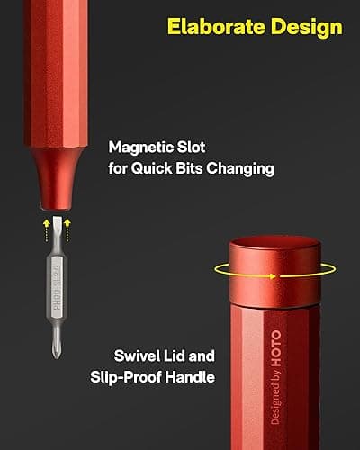 HOTO 24 in 1 Multi Bit Mini Screwdriver Set Magnetic, Manual Precision Screwdriver Set, EDC Pen Screwdriver for Eyeglasses, Electronics, Watches, Phones, Laptops, Cameras, Cinnabar Red - Cinnabar Red thumbnail 5