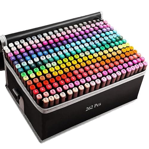 262 Colors Alcohol Markers, Art Drawing Markers Set for Adults Dual Tip Permanent Sketch Markers, with Organizing Case - Image 1