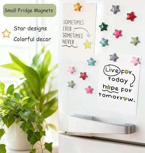 KEYDUACU 16Pcs Strong Star Refrigerator Magnet Fridge Sticker,Colorful 3D Craft Decoration Magnet,Strong Fridge Magnets for Kitchen,Office Whiteboard, Cabinet and Dishwasher (Colorful Star) thumbnail 4