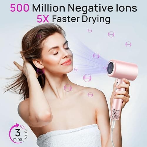 CONFU Hair Dryer, 110000 RPM Fast Drying Blow Dryer with Magnetic Diffuser and Concentrator, Professional Lightweight Ionic Hair Dryer for Women and Men thumbnail 2
