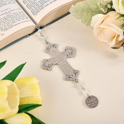 Cross Car Mirror Hanging Christian Gifts for Men Women, Metal Daily Bible Verse Car Rearview Decor Accessories, Christ Ornament Religious Gift for Truck Driver thumbnail 6
