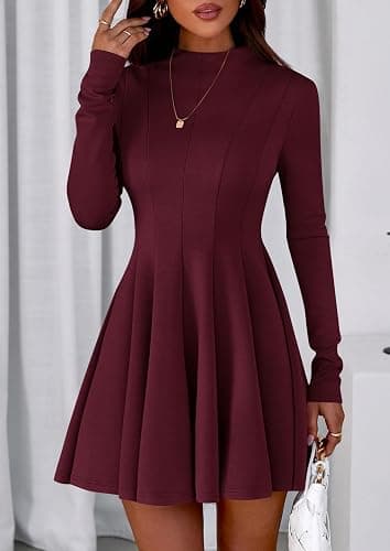PRETTYGARDEN Fall Dresses for Women Elegant Classy 2025 Casual Long Sleeve Swing A Line Ruffle Short Homecoming Party Dress thumbnail 7