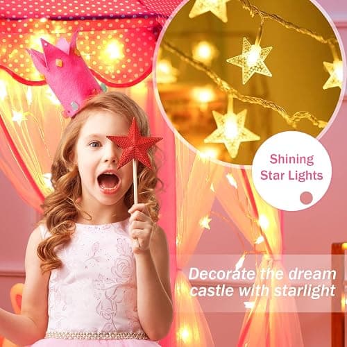 Monobeach Princess Tent Girls Large Playhouse Kids Castle Play Tent with Star Lights Toy for Children Indoor and Outdoor Games, 55'' x 53'' (DxH) thumbnail 5