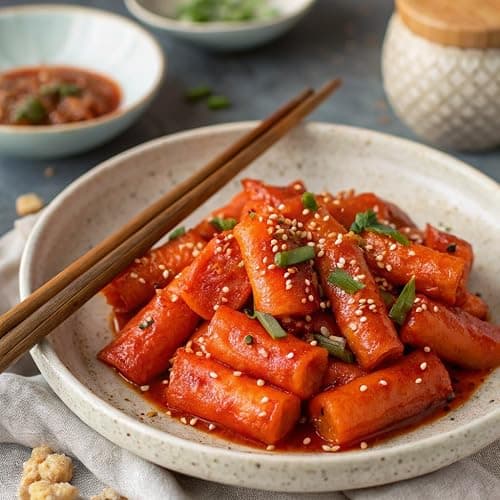 Tteokbokki Korean Rice Cakes – [Original Gochujang | Pack of 1] – Gluten Free | Ready in 3 Minutes | 0 Cholesterol/ 0 Trans Fat | 2 Servings Spicy Street Snack | Healthy/Savory/Spicy - O’food thumbnail 3