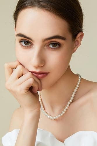 BABEYOND Collier Ras du Cou-Perles d'Imitation pour Femme Collier Court Rond Perle Simple pour Mariage Valentin Blanc thumbnail 3