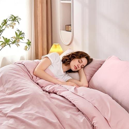DECMAY Pink Twin Comforter Set for Girls 5 Piece Bed in a Bag Twin | Cationic Dyeing, Soft Lightweight Twin Bedding Set with Sheets, Pillowcase, Pillow Sham, All Season Bed Set for Girls thumbnail 6
