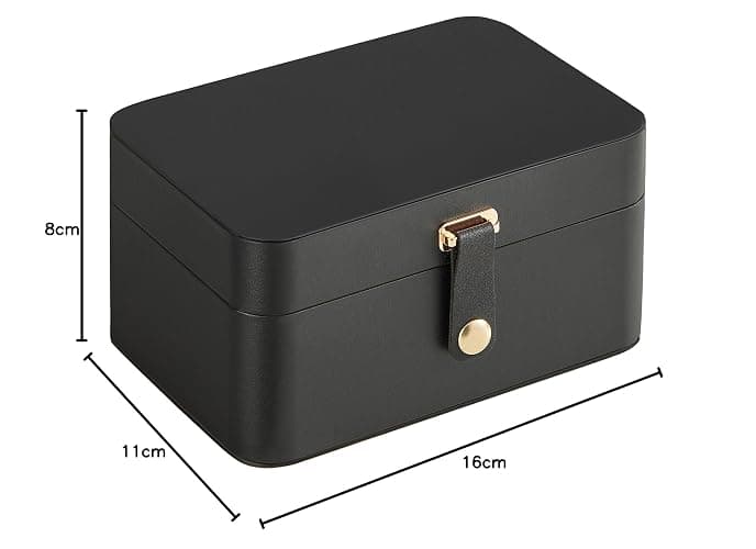 SONGMICS Jewellery Box, 2-Layer Jewellery Storage, 11 x 16 x 8 cm Travel Jewellery Box, Portable Jewellery Case, Small, Spacious, for Larger Accessories, Gift Idea, Ink Black JBC166B01 thumbnail 2